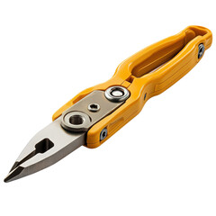 Fototapeta premium Precision Cutting Tool: Yellow-Handled Nippers for Delicate Tasks, Close-up View isolated on transparent background