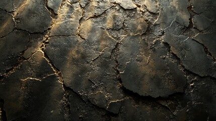 A weathered stone surface with deep, visible cracks, illuminated by volumetric rays of light to create a dramatic effect
