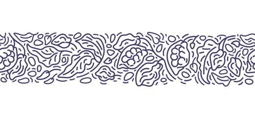 Cocoa plant, fruit line pattern. Natural chocolate