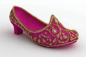Gordijnen 3D Stunning Fuchsia Khussa with Detailed Golden Embroidery © Junaid