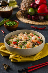 Fried rice with vegetables and seafood