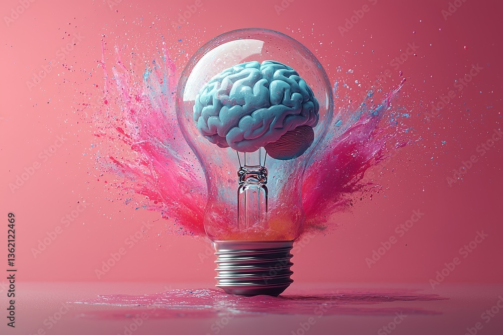 Aufkleber the concept of a bright idea and creative thinking is embodied by a radiant, glowing lightbulb, illu