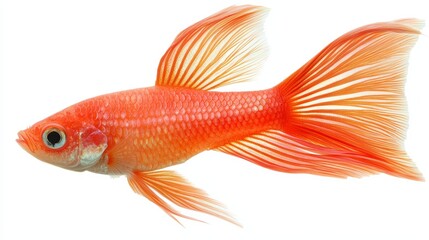 Obraz premium Stunning closeup of goldfish against pristine white background goldfish