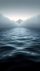 Obraz premium Misty Seascape with Distant Mountain Silhouette