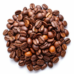 Fototapeta premium Pile of coffee beans isolated on transparent background 