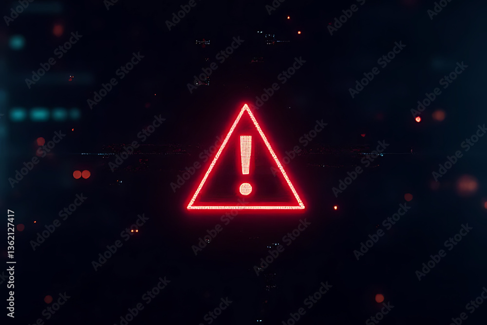 Poster warning alert system activation digital space graphic design virtual environment close-up view