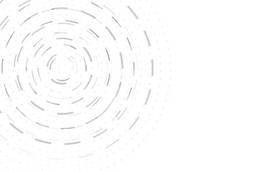 Black abstract spiral with a circular pattern on white background. Technology cyber ring circle and data center. Abstract background. Copy space.