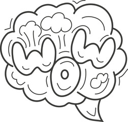 WOW word, Comic-style zap, bam, and smoke sketch elements for dynamic designs.