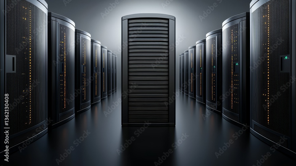 Poster powerful servers in data center the engine of the digital age servers