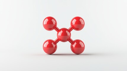 Dynamic red molecule structure visualization of complex chemical bonds and molecular form