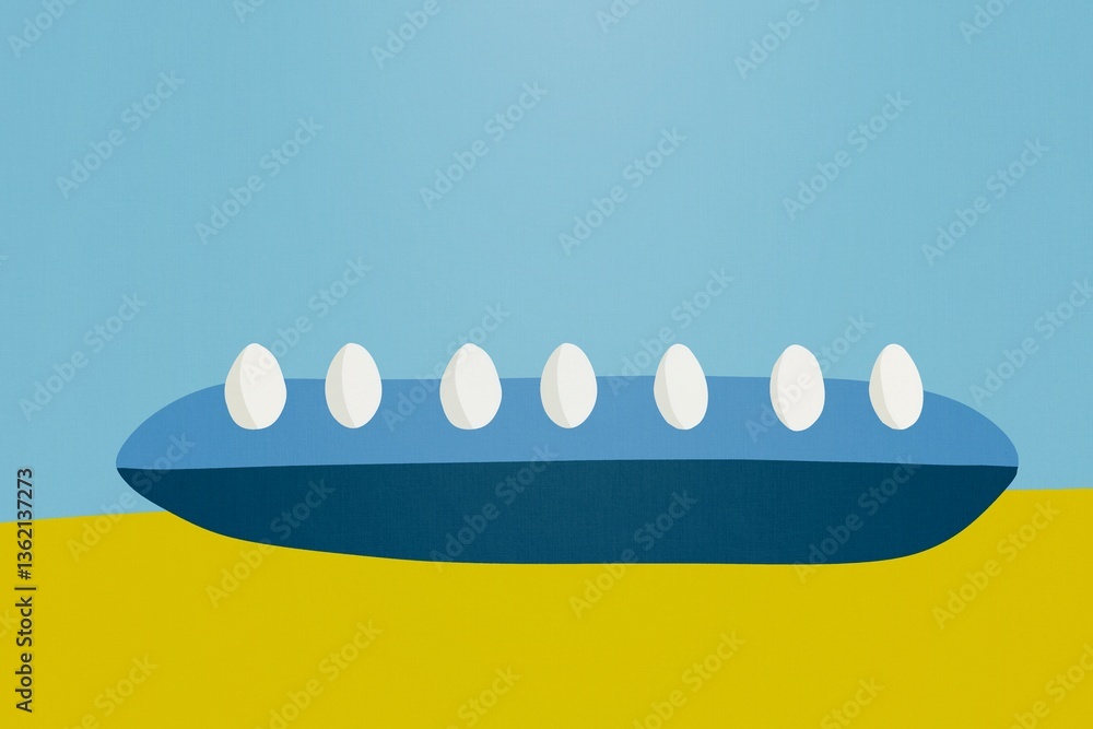 Poster unique artistic display of white eggs on a colorful background