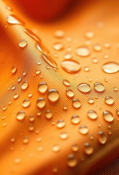 Close-up of water droplets on waterproof fabric texture, droplet, reflective