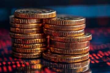 Golden Coins Stacked High - Financial Prosperity