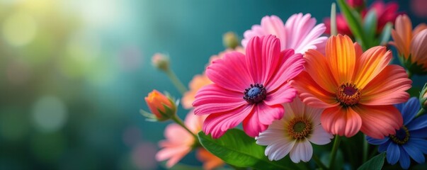 Obraz premium Colorful flowers in a bunch , illustration, spring
