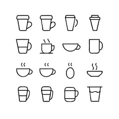 Coffee Cup Outline Icons Vector