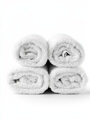Rolled White Towels Isolated on White Background