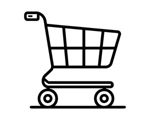 Shopping cart icon for online shopping and retail design. Line art shopping cart icon outline vector illustration 