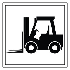 Black and White Silhouette of a Forklift with Operator Inside on a Construction Site