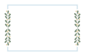 Blue Rectangular Borders Frame With Yellow And Green Leaves Decoration