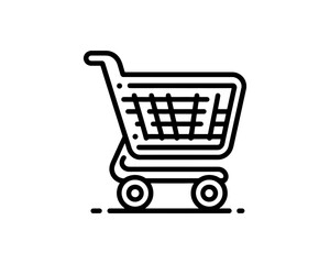 Shopping cart icon for online shopping and retail design. Line art shopping cart icon outline vector illustration 