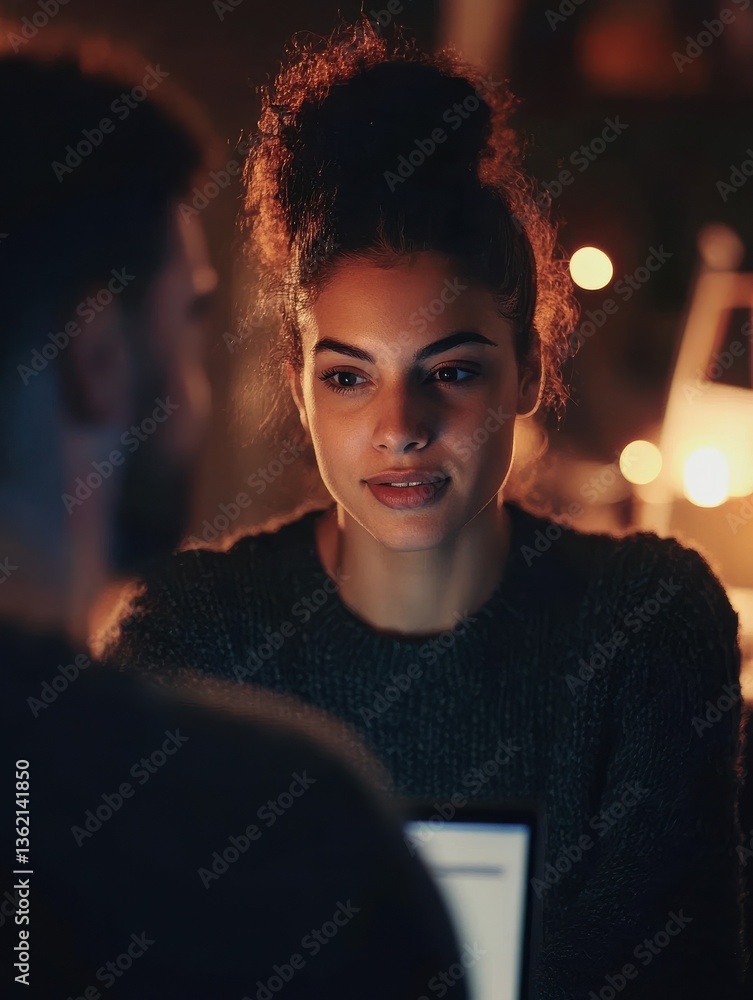Poster customer service representative using laptop to assist clients. generative ai.