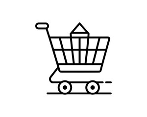 Shopping cart icon for online shopping and retail design. Line art shopping cart icon outline vector illustration 