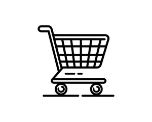 Shopping cart icon for online shopping and retail design. Line art shopping cart icon outline vector illustration 