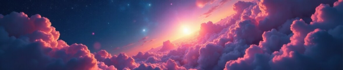 Naklejka premium Ethereal celestial body amidst swirling cosmic clouds, space, abstract, universe