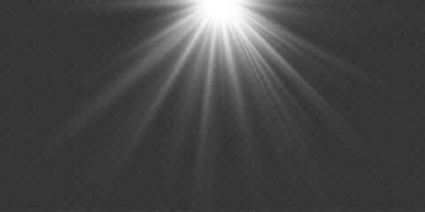 Sunny light effect of light and rays. On transparent background.