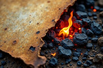 Faded embers on a torn page, vector illustration, faded embers