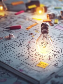 a business model canvas filled with notes and ideas, symbolizing the strategic planning and creativity required to launch a successful startup