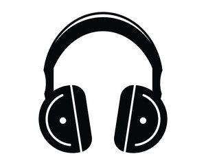 Black and White Headphones Icon for Music, Audio, Sound, or Technology Themes in Modern Design