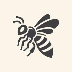 Honey bee editable vector logo. Hand drawn engraving style illustrations.	Vector illustration of a black bee icon in a silhouettes style. 