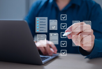 Policy Documents and Legal Compliance Concepts Individuals will review digital documents, checklists, certificates, and financial details. Policy Management Legal Compliance