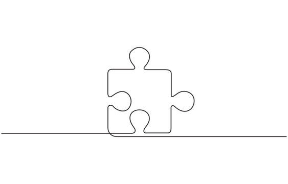 recommend clip art: Puzzle icon continuous one line drawing and puzzle game, Continuous single line drawing of puzzle pieces. Problem solving and solution business metaphor.