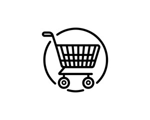 Shopping cart icon for online shopping and retail design. Line art shopping cart icon outline vector illustration 
