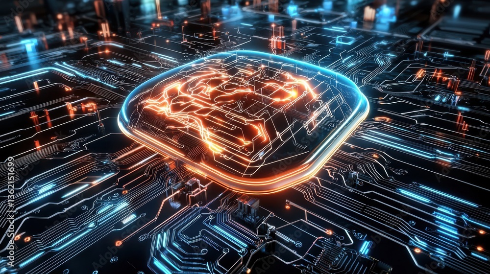 Aufkleber visually stunning digital futuristic circuit board energy concept with glowing connections vibrant c