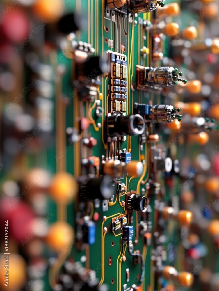 Aufkleber computer circuit board close-up with intricate electronic connections.
