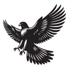 Fototapeta premium Black Color Falcon Silhouette Vector Illustration, Solid White Background