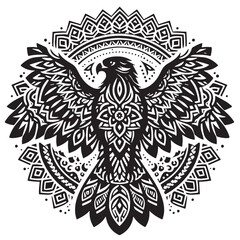 Black Color Falcon Silhouette Vector Illustration, Solid White Background