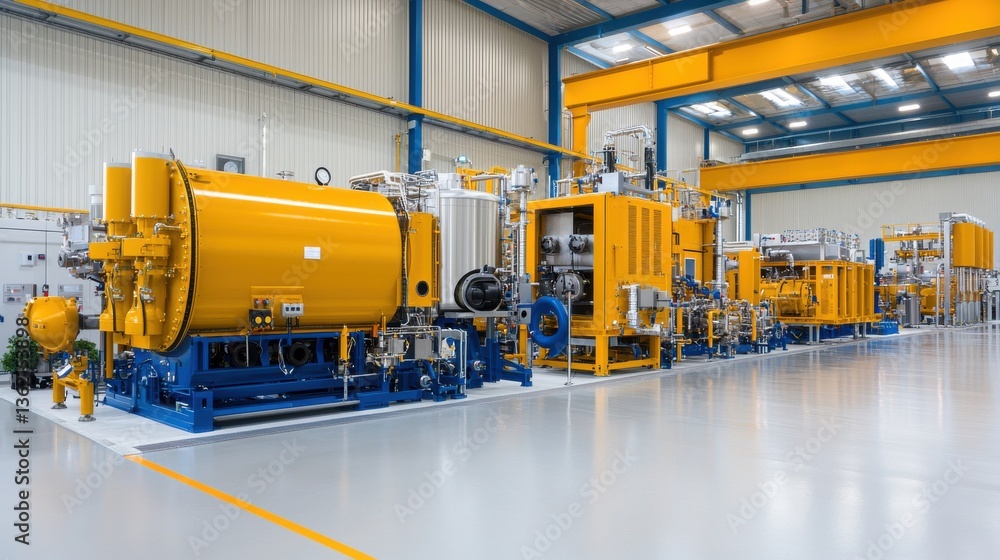 Aufkleber large industrial workshop filled with a variety of heavy duty manufacturing instruments for producti