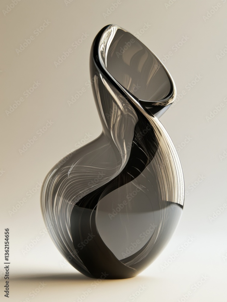 Poster smooth glass with curved surfaces creating a dynamic and artistic piece.