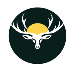 Elk animal silhouette isolated on white background. Animal elk silhouette. Elk face silhouette. vector illustration.	