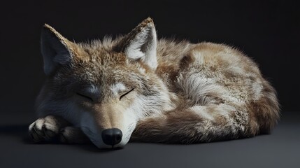 Fototapeta premium and detailed sleeping wolf