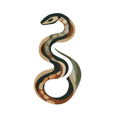 Minimalist boho snake illustration, spiritual animal art in soft earthy tones, isolated on a neutral background, symbolizing transformation and healing, perfect for mindfulness, meditation, and modern