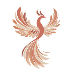 Minimalist boho phoenix illustration in a circle, spiritual animal art in earthy tones, symbolizing rebirth, perfect for mindfulness, meditation, and modern decor.