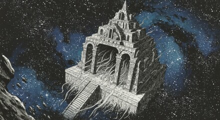 Fototapeta premium Cosmic Horror: Whispering Temple in the Void