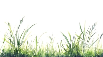 Watercolor depiction shows blades of grass against a white backdrop