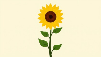 Obraz premium Graceful sunflower blooming upright against a light background, nature's beauty