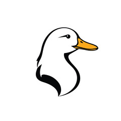 Duck logo design. Duck head logo on white background. Vector illustration. 